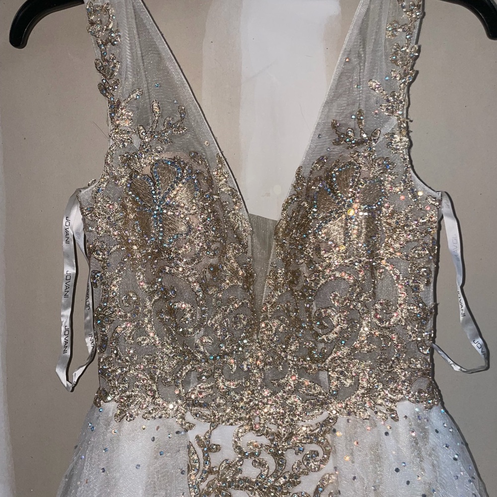 Jovani Gold and Silver Embellished Dress